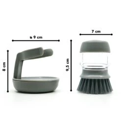 In Round Afwasborstel Met Zeepdispenser / Zeepreservoir – Inclusief Houder – Grijs – Afwas Borstel – Zeep Handborstel – Doseerpomp – Afwasmiddel Dispenser – Navulbaar -Schoonmaakmiddelen Korting 1200x1200 951