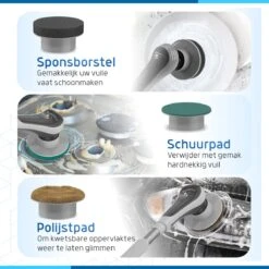 Qualitics Elektrische Schoonmaakborstel - Roterende Polijstmachine - Schrobborstel - Poetsmachine - Vloerreiniger Met 10 Opzetstukken -Schoonmaakmiddelen Korting 1200x1200 962
