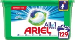 Ariel All In 1 Wasmiddel Pods Alpine - 3x43 Wasbeurten - Voordeelverpakking -Schoonmaakmiddelen Korting 1200x639 2