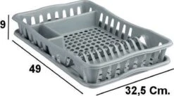 Merkloos Decopatent® Afdruiprek Voor Afwas - Afdruiprekje Met Lekbak - Kunststof Afdruipmat - Afwassen Borden & Bestek - 32.5x49x9 - Grijs -Schoonmaakmiddelen Korting 1200x668