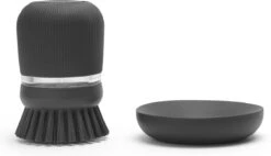 Brabantia Sink Side Afwasborstel - Met Zeepdispenser- Dark Grey -Schoonmaakmiddelen Korting 1200x688 1