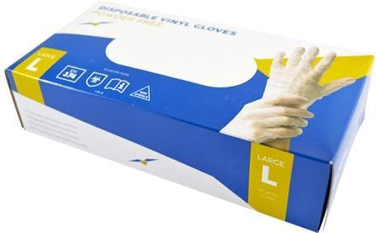 Wegwerp Handschoenen - Vinyl Handschoenen - Poedervrij - Wit - Maat L - 100 Stuks 5 Wegwerp Handschoenen - Vinyl Handschoenen - Poedervrij - Wit - Maat L - 100 Stuks - Afbeelding 5