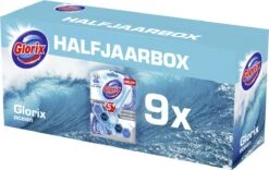 Glorix Power 5 Toiletblokken - Ocean - 9 Stuks - Halfjaarbox - Voordeelverpakking -Schoonmaakmiddelen Korting 1200x760 3