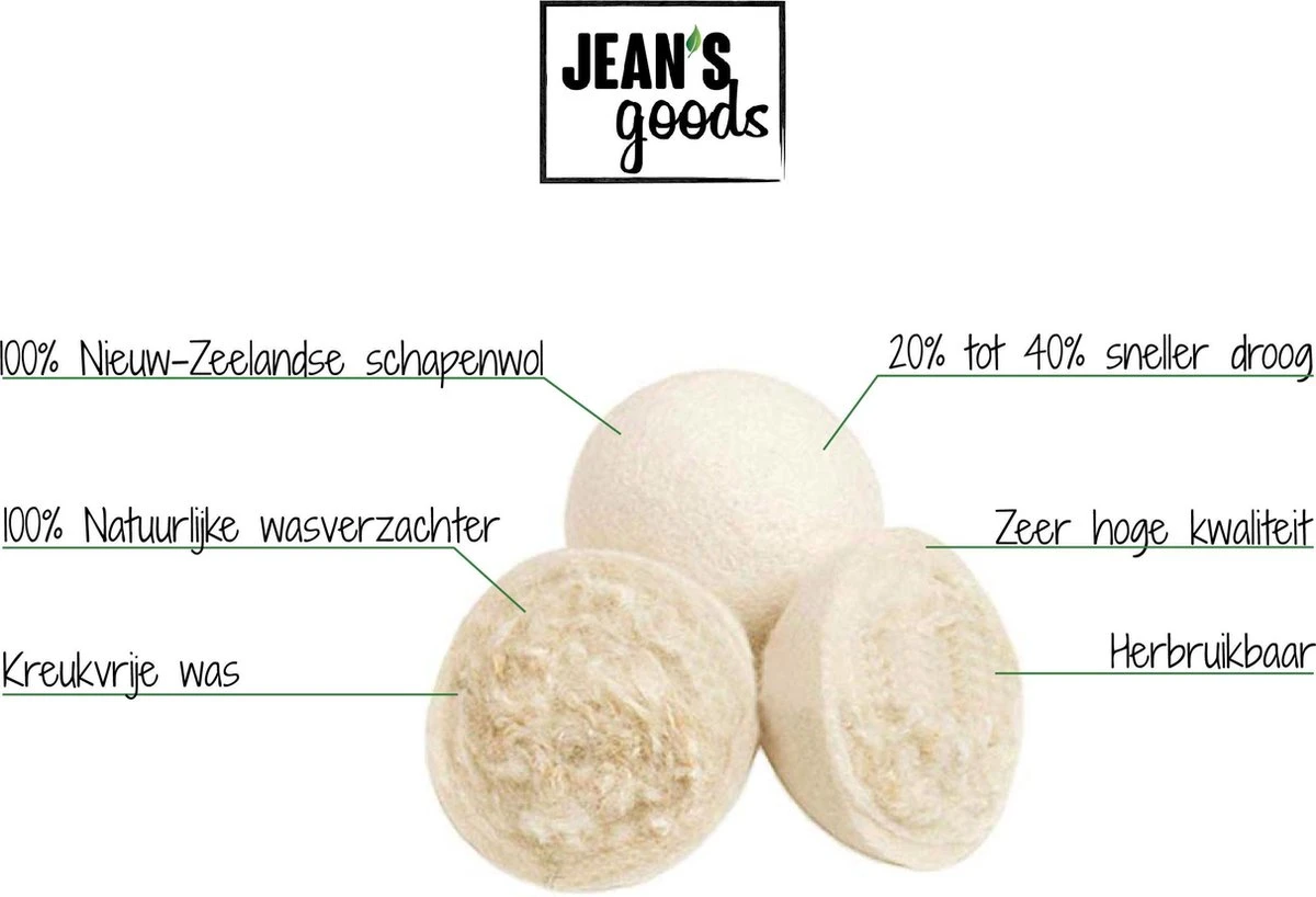 Jean's Goods Drogerballen - Droogballen - Wasdrogerballen - Wasdroger Ballen - Wasbol - Wasbollen - Wasballen - Energiebesparende Producten - Energiebesparend - Duurzaam Cadeau - RWS Wol - Zero Waste - Wasverzachter - Beige - 6 Stuks 3 Jean's Goods Drogerballen - Droogballen - Wasdrogerballen - Wasdroger Ballen - Wasbol - Wasbollen - Wasballen - Energiebesparende Producten - Energiebesparend - Duurzaam Cadeau - RWS Wol - Zero Waste - Wasverzachter - Beige - 6 Stuks - Afbeelding 3