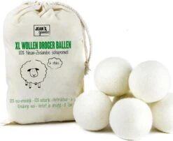 Jean's Goods Drogerballen - Droogballen - Wasdrogerballen - Wasdroger Ballen - Wasbol - Wasbollen - Wasballen - Energiebesparende Producten - Energiebesparend - Duurzaam Cadeau - RWS Wol - Zero Waste - Wasverzachter - Beige - 6 Stuks
