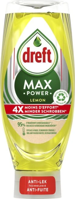 Dreft MaxPower - Lemon - Vloeibaar Afwasmiddel - Voordeelverpakking 8 X 640 Ml -Schoonmaakmiddelen Korting 453x1200 1