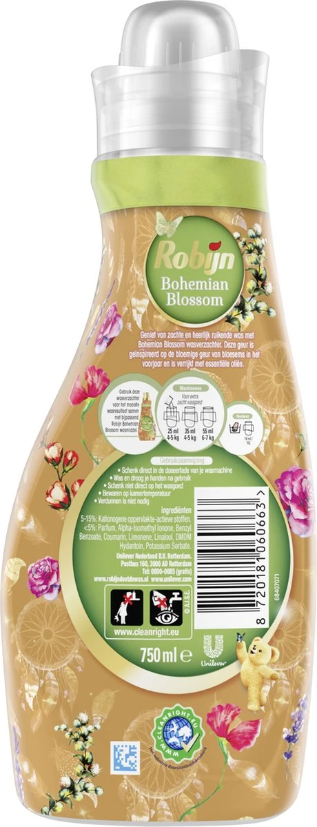 Robijn Collections Bohemian Blossom Wasverzachter - 8 X 30 Wasbeurten - Voordeelverpakking 3 Robijn Collections Bohemian Blossom Wasverzachter - 8 X 30 Wasbeurten - Voordeelverpakking - Afbeelding 3
