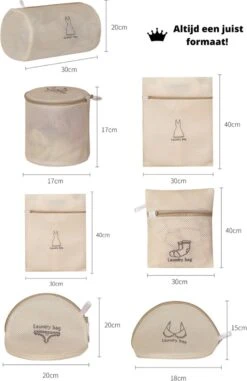 V&P Black Crown Waszakken Set Met Rits - Wasnet - Waszak - Waszakken Set Van 7 Voor Wasgoed - Waszakje Lingerie - Waszak Bh - Divers Delicaat Wasgoed - Wasnet Groot - Wasmachine Zakjes - Laundry Bag Set -Schoonmaakmiddelen Korting 777x1200