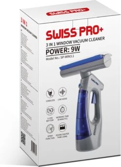 Swiss Pro+ Ruitenreiniger 3 In 1 WV 2 Blue Edition Window Vac - Ca. 120 M² - Waterzuiger - Incl. Smalle Zuigmond - Oplaadbaar - Raamwisser - Streeploos - Clicksystem - 2 Microvezeldoekjes - Met Sprayfunctie - Low Noise - Hepafilter -Schoonmaakmiddelen Korting 870x1200 1