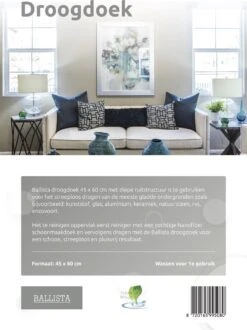 Ballista Raamdoeken Grijs Origineel 1 Droogdoek 40 X 60 Met Nanofiber 40 X 40 Cm Klasse 1 -Schoonmaakmiddelen Korting 899x1200 12