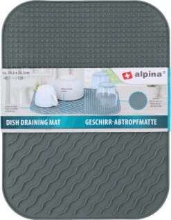 Alpina Afdruipmat - Droogmat - Siliconen - 26,5x34,5 Cm - Grijs -Schoonmaakmiddelen Korting 935x1200