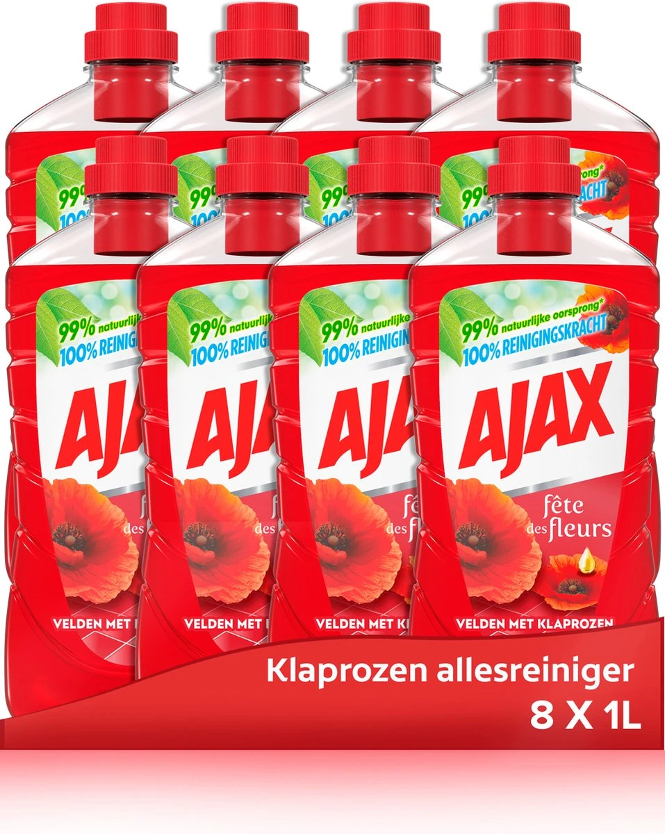 Ajax® Ajax Allesreiniger Fête Des Fleur Rode Bloem 8 X 1L - Voordeelverpakking 1 Ajax® Ajax Allesreiniger Fête Des Fleur Rode Bloem 8 X 1L - Voordeelverpakking